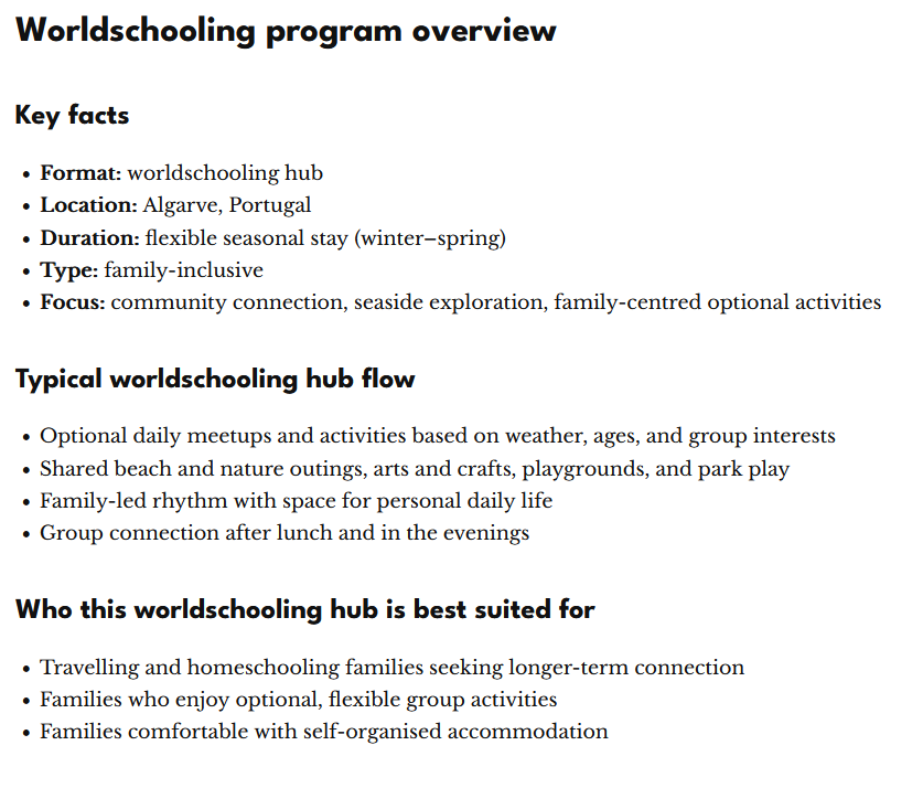 Structured overview at a glance